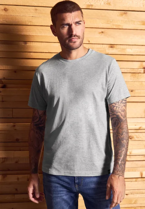 Basic T-Shirt in Unifarbe cloud grey melange