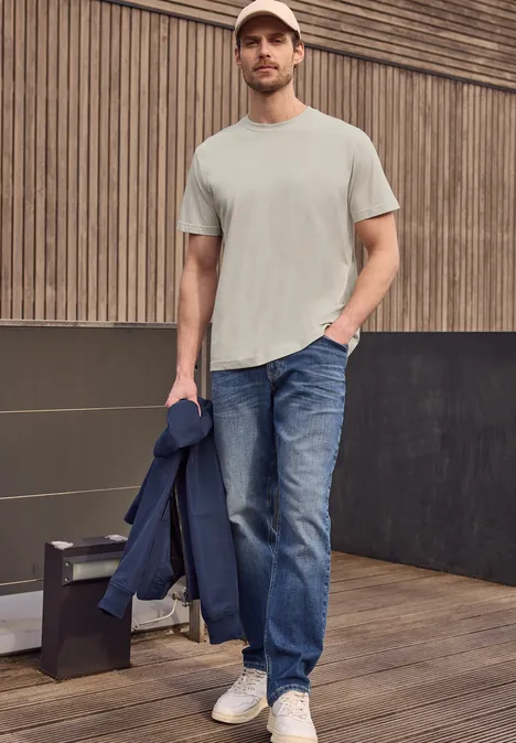 Basic T-Shirt aus reiner Baumwolle basic beige