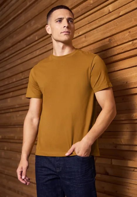 Basic T-Shirt in Unifarbe golden yellow