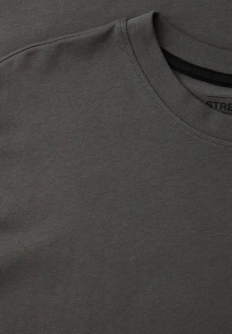 Basic T-Shirt in Unifarbe oil grey