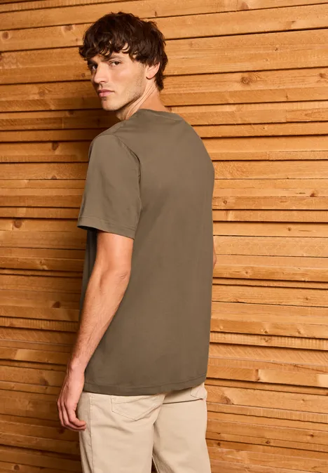 Basic shirt met printdetail ash brown