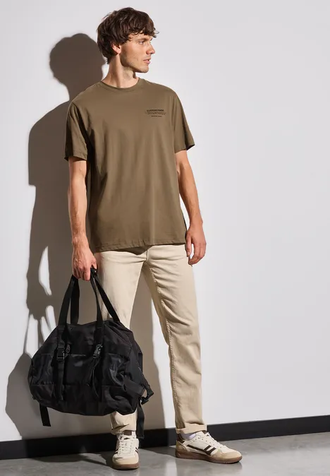 Basic shirt met printdetail ash brown