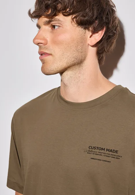 Basic shirt met printdetail ash brown