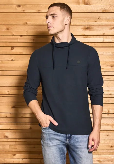 Funnelneck Strukturshirt night blue Funnelneck Strukturshirt night blue