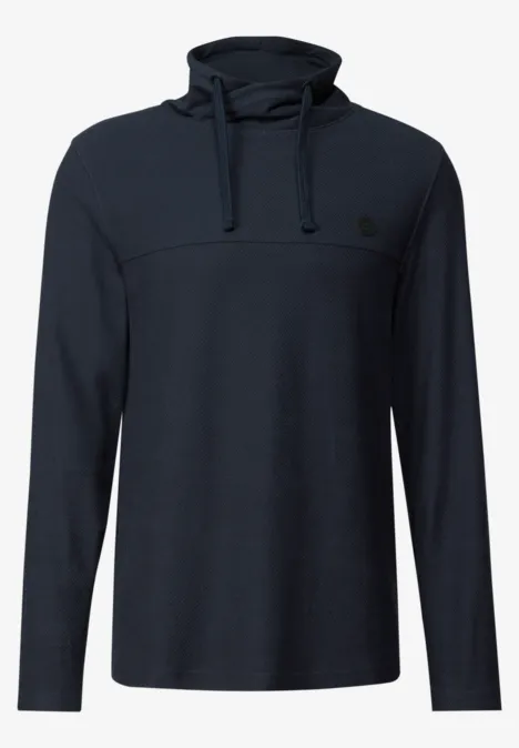 Shirt met structuur en trechtervormige hals night blue