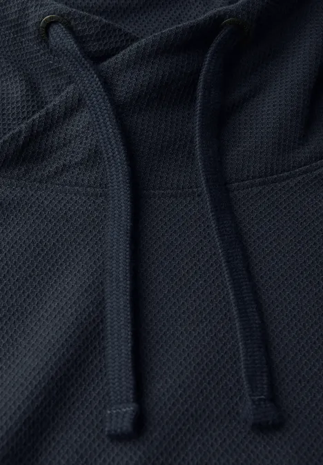 Shirt met structuur en trechtervormige hals night blue