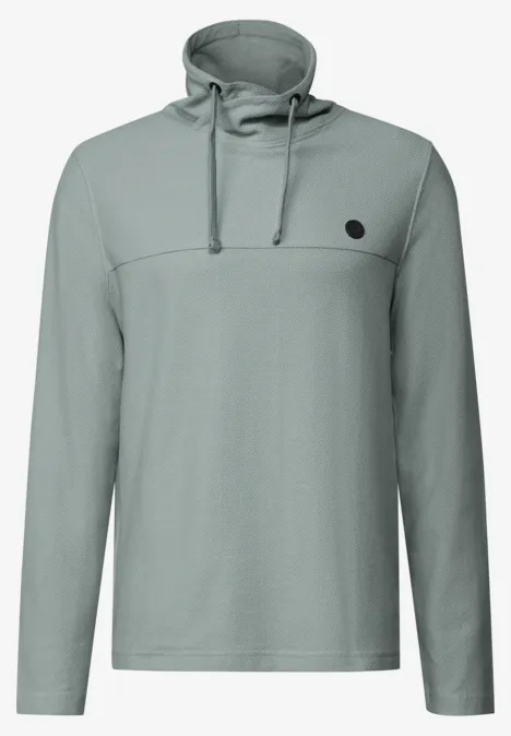 Shirt met structuur en trechtervormige hals silver green