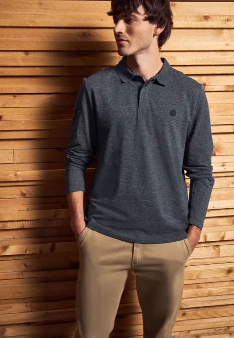 Two Tone Langarm Poloshirt night blue Two Tone Langarm Poloshirt night blue