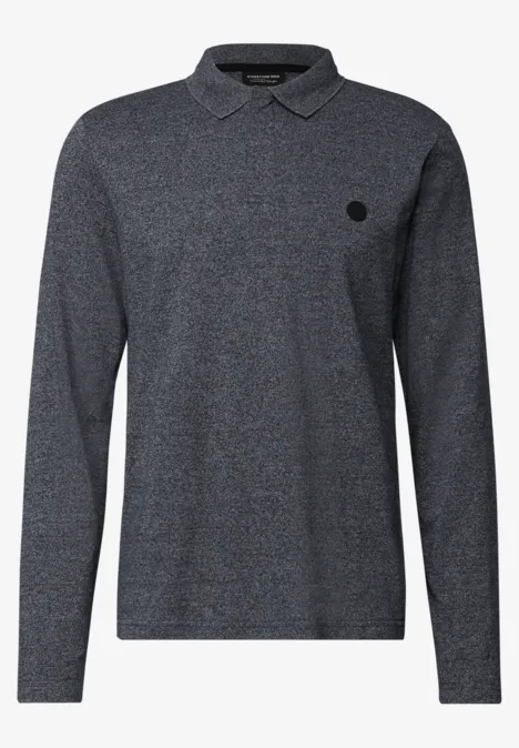 Two Tone Langarm Poloshirt night blue