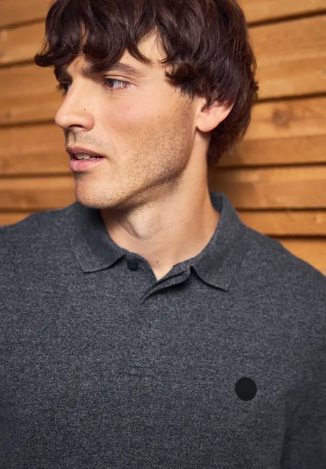 Tweekleurige polo met lange mouwen night blue