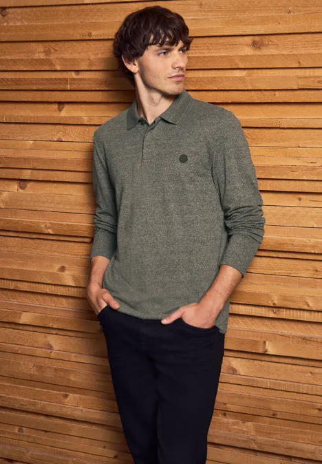 Tweekleurige polo met lange mouwen vintage green