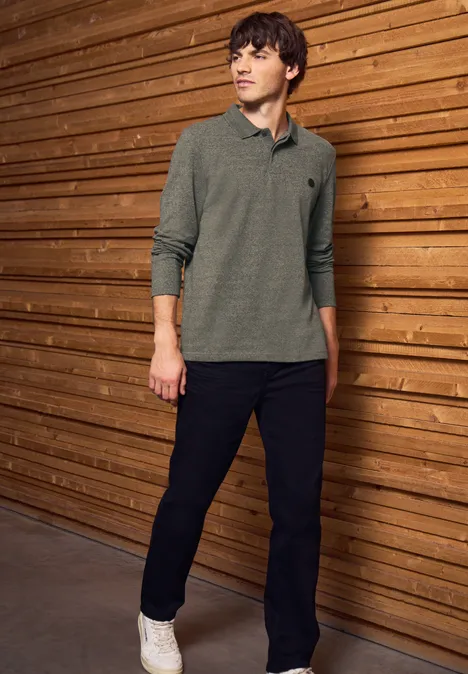 Tweekleurige polo met lange mouwen vintage green