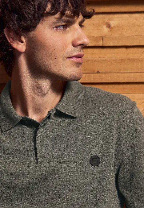 Tweekleurige polo met lange mouwen vintage green