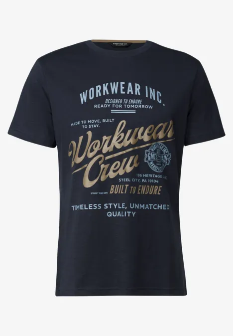 Slub Shirt met tekst night blue