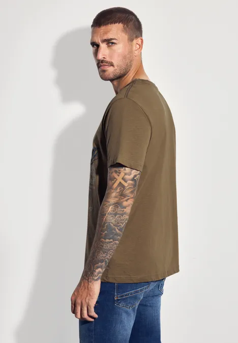 Slub Shirt met tekst ash brown