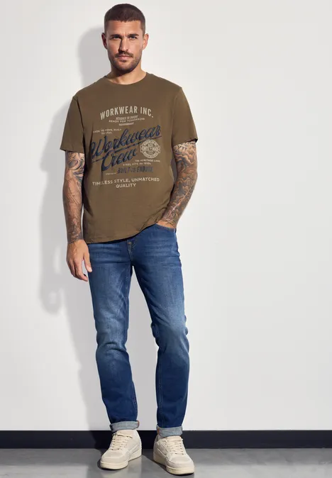 Slub Shirt met tekst ash brown