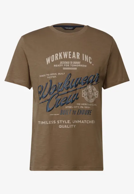 Slub Shirt met tekst ash brown