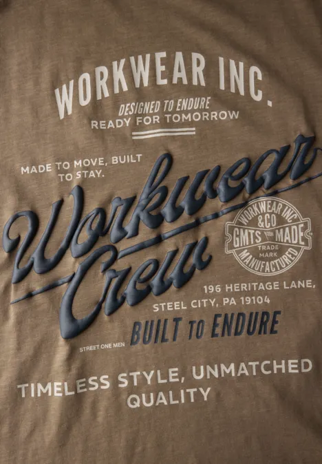 Slub Shirt met tekst ash brown