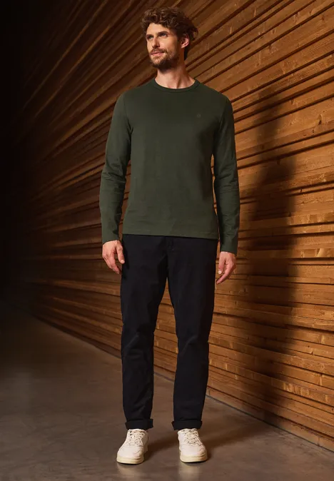 Zacht shirt met lange mouwen dark olive green
