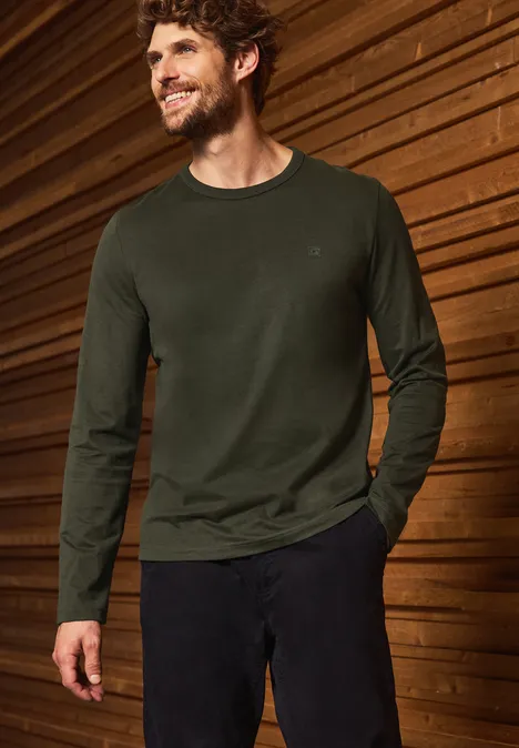 Zacht shirt met lange mouwen dark olive green