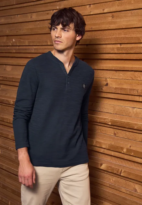 Miękka koszulka slub henley night blue