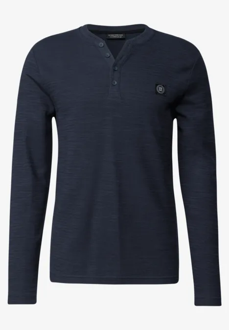 Softes Slub Henleyshirt night blue