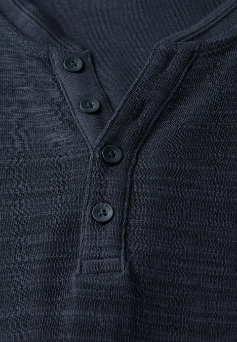 Zacht slub henley shirt night blue