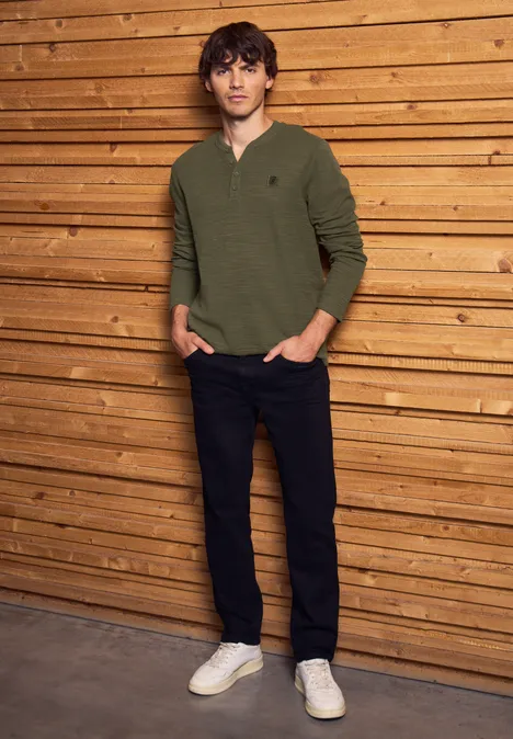 Zacht slub henley shirt vintage green