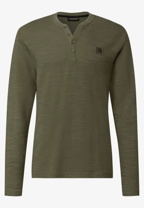 Zacht slub henley shirt vintage green