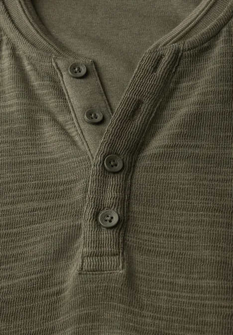Zacht slub henley shirt vintage green