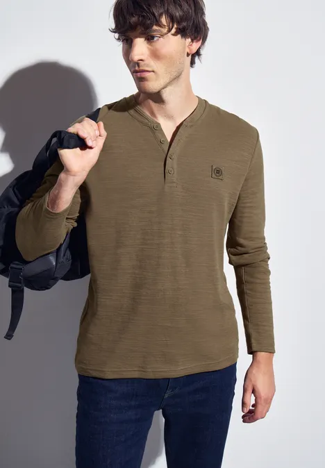 Miękka koszulka slub henley ash brown