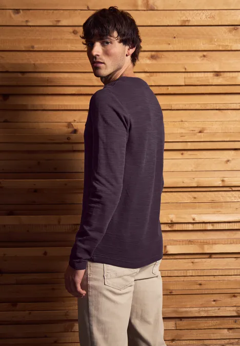 Zacht slub henley shirt bordeaux red