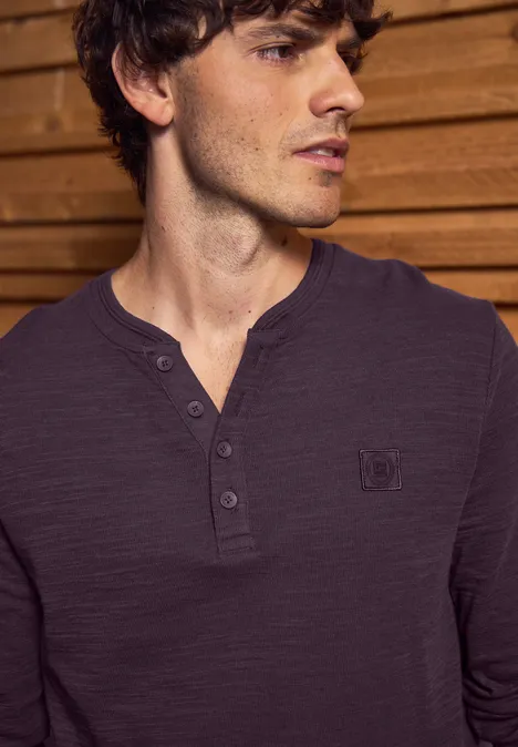 Zacht slub henley shirt bordeaux red
