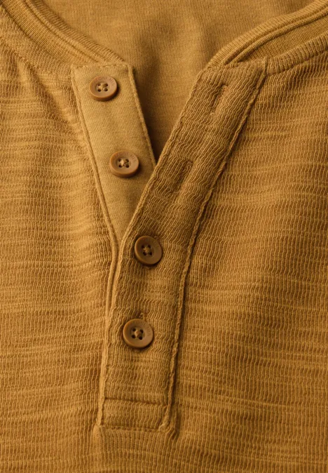 Zacht slub henley shirt golden yellow