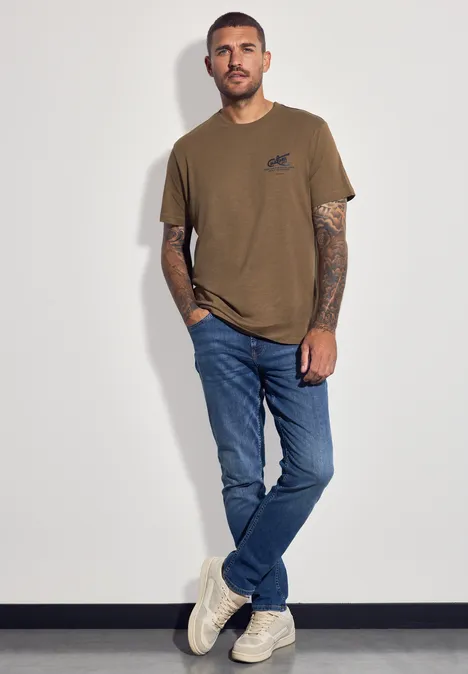 Shirt met borstprint ash brown