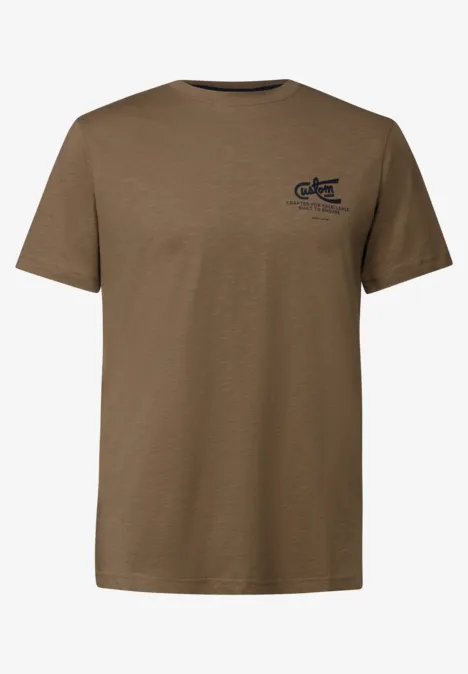 Shirt met borstprint ash brown