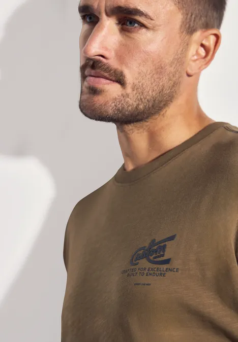 Shirt met borstprint ash brown