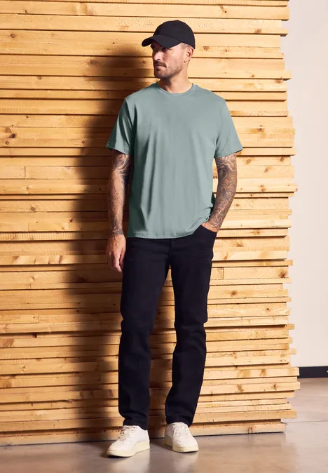 Basic Shirt in effen kleur silver green