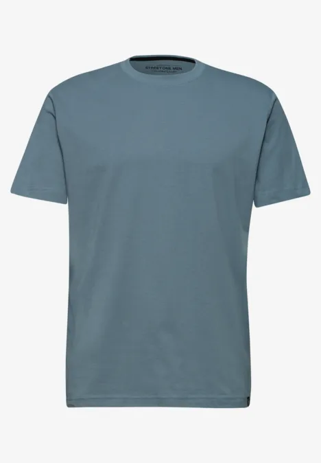 Effen blauwgrijs T-shirt zonder opdruk.
