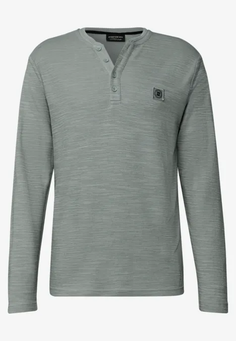 Zacht slub henley shirt silver green