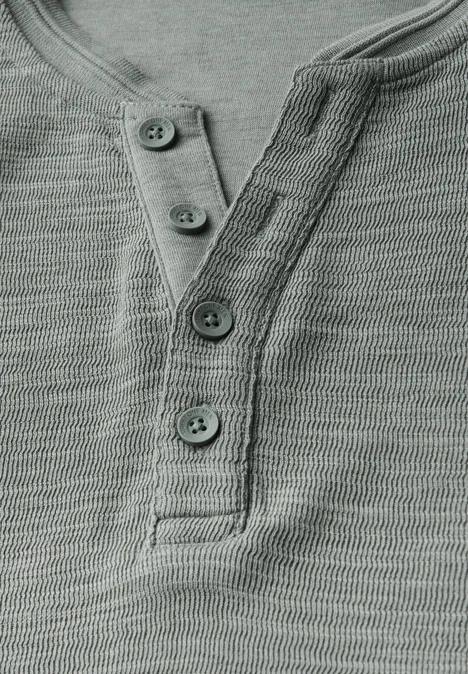 Zacht slub henley shirt silver green