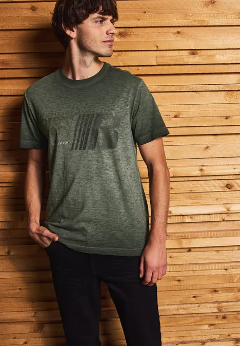 T-Shirt im Washed-Look dark olive green