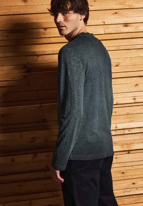 Henley shirt met lange mouwen basic black