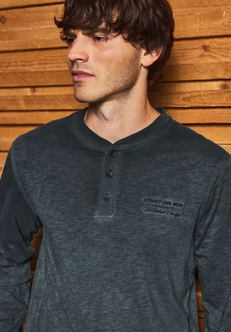 Henley shirt met lange mouwen basic black