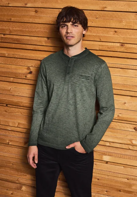 Henley Langarmshirt dark olive green