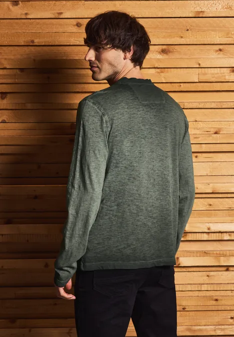 Henley shirt met lange mouwen dark olive green