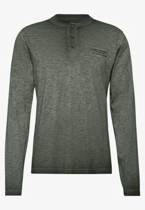 Henley shirt met lange mouwen dark olive green