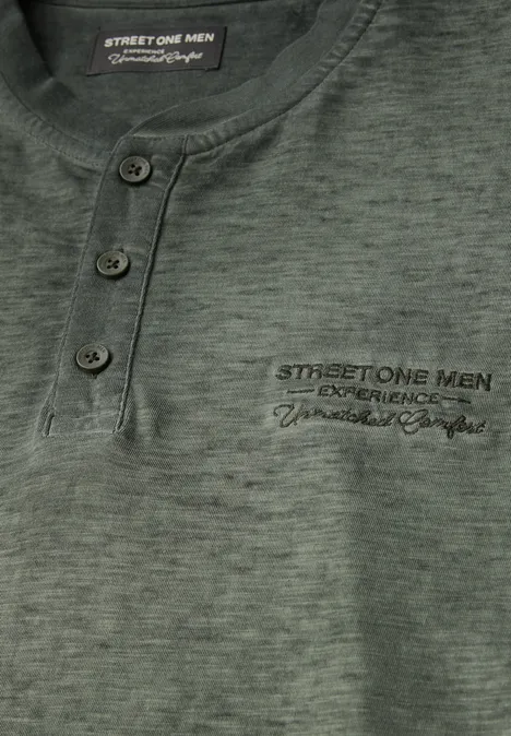 Henley shirt met lange mouwen dark olive green