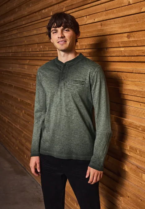 Henley shirt met lange mouwen dark olive green