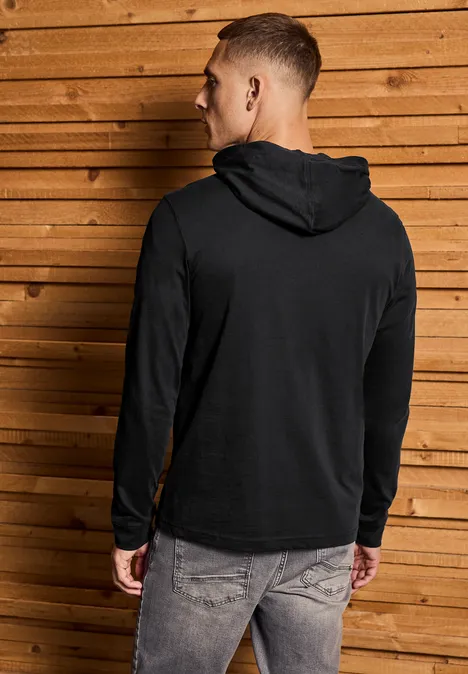Zacht shirt met capuchon basic black